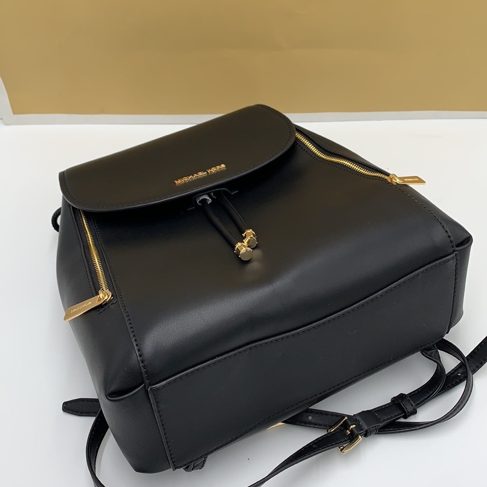 MICHAEL KORS Phoebe MEDIUM Flap Drawstring Backpack BLACK COLOR - Picture 10 of 16